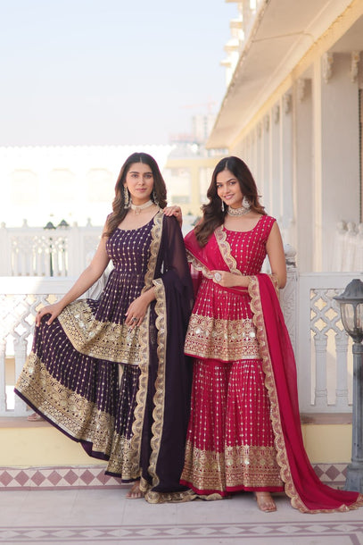 Step Out in Style: Premium Designer Readymade Kurti-Gharara-Dupatta Collections