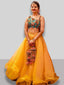 Orange Lehenga Choli In Organza Silk for Haldi Ceremony ClothsVilla
