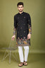Black Color Cotton Embroidered Work Kurta for Men Clothsvilla