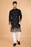 Black Designer Viscose Silk Kurta with Thread Work Clothsvilla