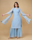 Stunning Faux Georgette Sharara Kurti Dupatta Set - Embroidered Elegance ClothsVilla