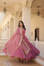 Enthralling Sequin Embroidered Onion Color Gown with Designer Dupatta - Festive Wear ClothsVilla