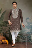 Wedding Functions Chocolate Gray Embroidered Kurta Clothsvilla