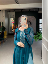 Load image into Gallery viewer, Shimmering Sequin Firozi Blue Embroidered Naira Style Kurti ClothsVilla