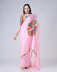 Pink Multi-Color Freehand Designer Saree in Georgette Satin – Vibrant Festive Wear FREEHANDED