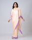 Peach & Lavender Mandala Print Georgette Satin Designer Freehand Saree – Elegant Ready-to-Wear Saree with Blouse FREEHANDED