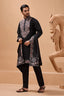 Luxury Wedding Look Black Kurta with Dupatta for Mens Wear Clothsvilla