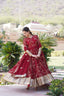 Embroidered Faux Blooming Georgette Flared Maroon Gown with Dupatta ClothsVilla