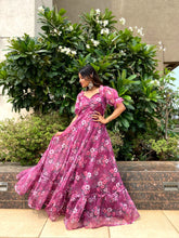 Load image into Gallery viewer, Mulberry Charm Exclusive Digital Printed Organza Silk Maxi ClothsVilla