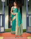 Elegant Sea Green Plain Chiffon Saree with Gold Zari Border, Paisley Printed Blouse & Tassel Detailing CHIFFON
