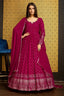 Rani Pink Faux Georgette Anarkali Long Gown with Metallic Foil Work ClothsVilla