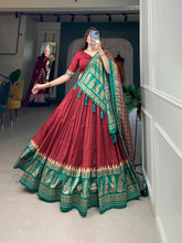 Load image into Gallery viewer, Red Color Printed Tussar Silk Lehenga Choli ClothsVilla