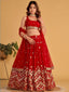 Red Sequin Georgette Wedding Lehenga Choli Set ClothsVilla