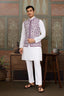 Classic White Mens Kurta Pajama with Stylish Purple Koti Clothsvilla