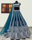 Teal Blue Silk Lehenga Choli with Heavy Embroidery thread Work ClothsVilla