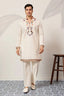 Luxury White V Neck Kurta Pant for Festive Wear Clothsvilla