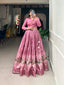 Baby Pink Color Dazzling Dola Silk Floral Lehenga Choli ClothsVilla