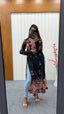 Black Elegant Pure Soft Fox Georgette Printed Nyra Cut Kurta