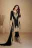 Black Embroidered Chinon Kurta Palazzo Set with Lace Dupatta – Elegant Stitched Ensemble ClothsVilla