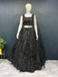 Black Exquisite Heavy Georgette Embroidered Lehenga Set with Sequins & Net Dupatta ClothsVilla