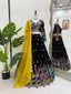 Black Glam Faux Georgette Lehenga Choli Set with Thread & Sequin Work Full Stitched Lehenga with Can-Can & Dupatta ClothsVilla