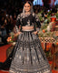 Black Glam Fox Georgette Sequin Embroidered Lehenga Set with Four-Side Lace Dupatta ClothsVilla
