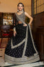 Black Soft Net Designer Lehenga Set with Heavy Zari, Dori & Sequins Work – Semi-Stitched Lehenga, Unstitched Art Silk Blouse & Net Dupatta ClothsVilla