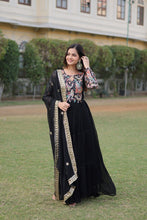 Load image into Gallery viewer, Black Stunning Faux Georgette Gown Dupatta Collection in Vibrant Colors ClothsVilla