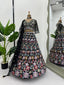 Black Stunning Fox Georgette Semi-Stitched Lehengha Set with Thread & Sequin Work ClothsVilla