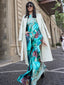 Blue Digital Print Saree in Satin Silk Blend – Party & Wedding Wear ClothsVilla