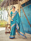Blue Elegant Cotton Blend Saree Daily Wear ClothsVilla