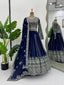 Blue Elegant Faux Georgette Lehenga Choli Set with Sequin Work & Lace Dupatta Clothsvilla