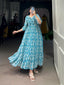 Blue Elegant Georgette Printed Frock – Stitched & Comfortable ClothsVilla