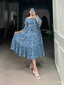 Blue Ethnic Elegance – Triple-Layer Georgette Frock