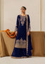 Blue Premium Faux Georgette Coding–Sequins Plazo Set with Dupatta ClothsVilla