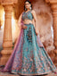 Blue Pure Tissue Semi-Stitched Lehenga Choli Set with Zarkan ClothsVilla