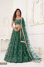 Bottle Green Butterfly Net Lehenga with Tone-to-Tone Thread Work and Mirror Embroidery ClothsVilla