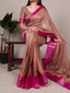 Brown Elegant Marsh Mello Zari Weaving Saree with Matching Unstitched Blouse – Traditional Festive & Wedding Wear Clothsvilla