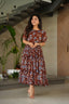 Brown Elegant Printed Faux Georgette Gown ClothsVilla