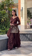 Brown Embroidered Faux Georgette Farshi Suit Set with Organza Dupatta ClothsVilla