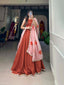 Brown Lehenga Choli Set with Organza Dupatta ClothsVilla