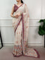Brown Printed Satin Crepe Saree ClothsVilla