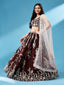 Brown - Pure Georgette Thread & Sequins Work Semi-Stitched Lehenga Clothsvilla