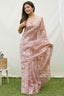 Brown Soft Pure Organza Saree with Shimmering Viscose Embroidery ClothsVilla.com