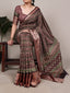 Brown Tasar Silk Printed Saree ClothsVilla