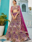 Burgundy Multi-Color Sequin Embroidered Net Lehenga Choli Dupatta Set ClothsVilla
