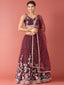 Burgundy Net Multi colour Thread & Sequinse Work Semi-Stitched Lehenga & Unstitched Blouse, Dupatta Clothsvilla