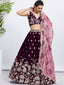 Burgundy Pure Georgette Sequins and thread embroidery Semi-Stitched Lehenga choli & Dupatta ClothsVilla