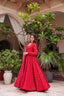 Cherry Pink Dream: 3-Piece Designer Suit with Crop Top, Palazzo Pants & Shrug ClothsVilla