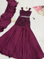 Wine Embroidered Sequin Fishcut Lehenga Set ClothsVilla